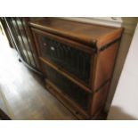 Globe Wernicke oak two section leaded glass bookcase with drawer below