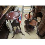 Early 20th Century mahogany five tier folding cake stand together with a reproduction mahogany