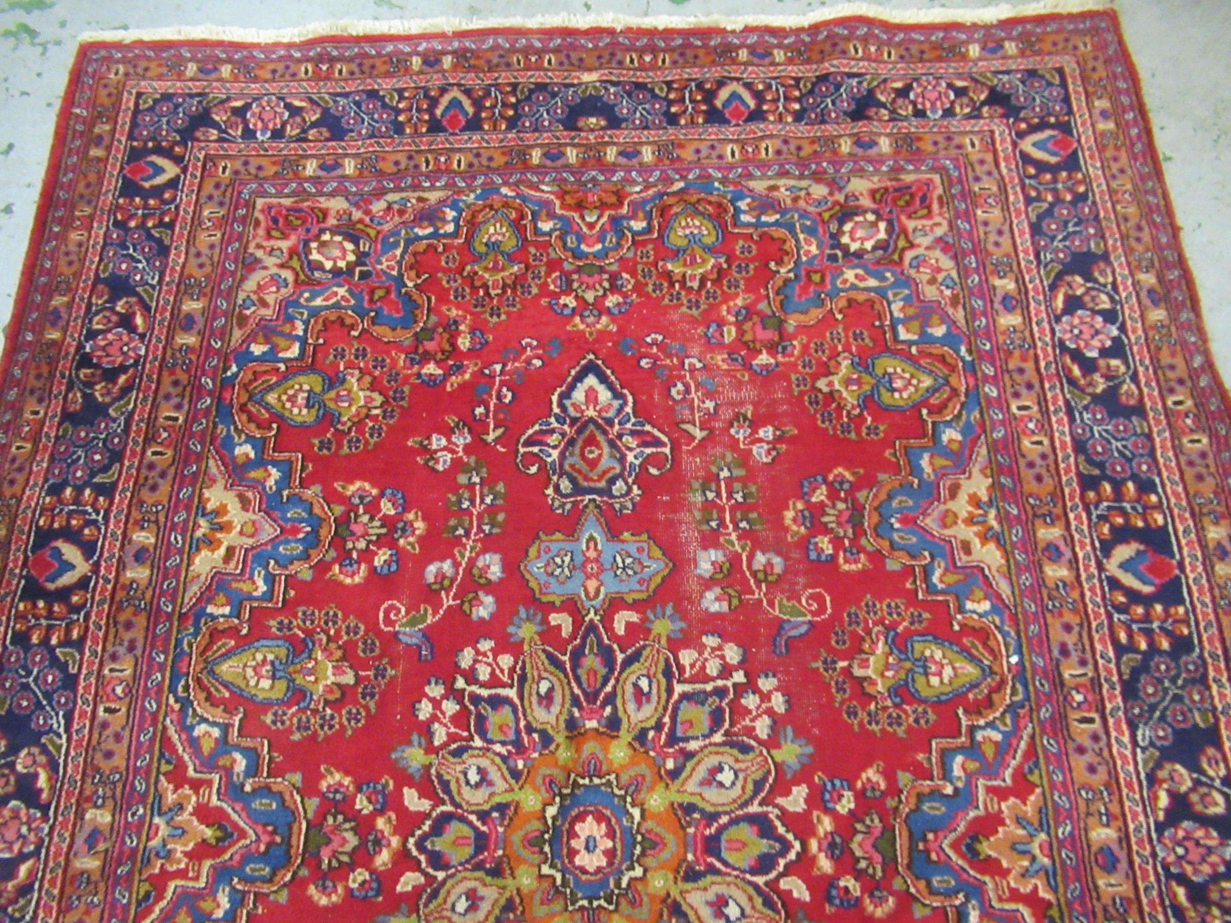 20th Century Turkish carpet of Persian design with a lobed medallion and all over floral pattern - Image 2 of 5