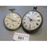 Silver cased fusee pocket watch, signed Thomas Logan Maybole, NO.494, the enamel dial with Roman