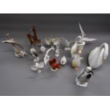 Group of sixteen Hungarian Hollohaza porcelain figures of animals and birds