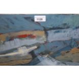 George Fellows signed oil, abstract landscape, framed and glazed, 10ins x 30ins