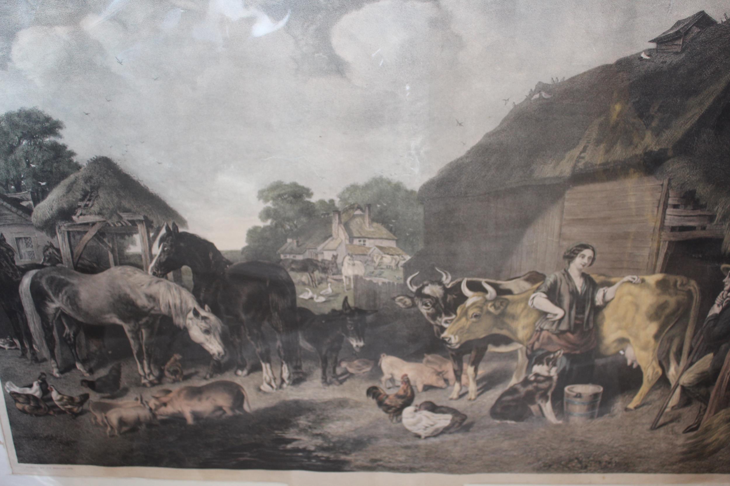 J.F. Herring Senior, 19th Century engraving, a Kentish farmyard, 22ins x 33.5ins, unframed