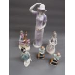 Group of six various Hungarian Hollohaza porcelain figures and figurines