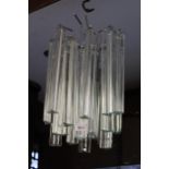 Pair of 1960's Venini style hanging ceiling lights with triedri prism clear glass drops Some small