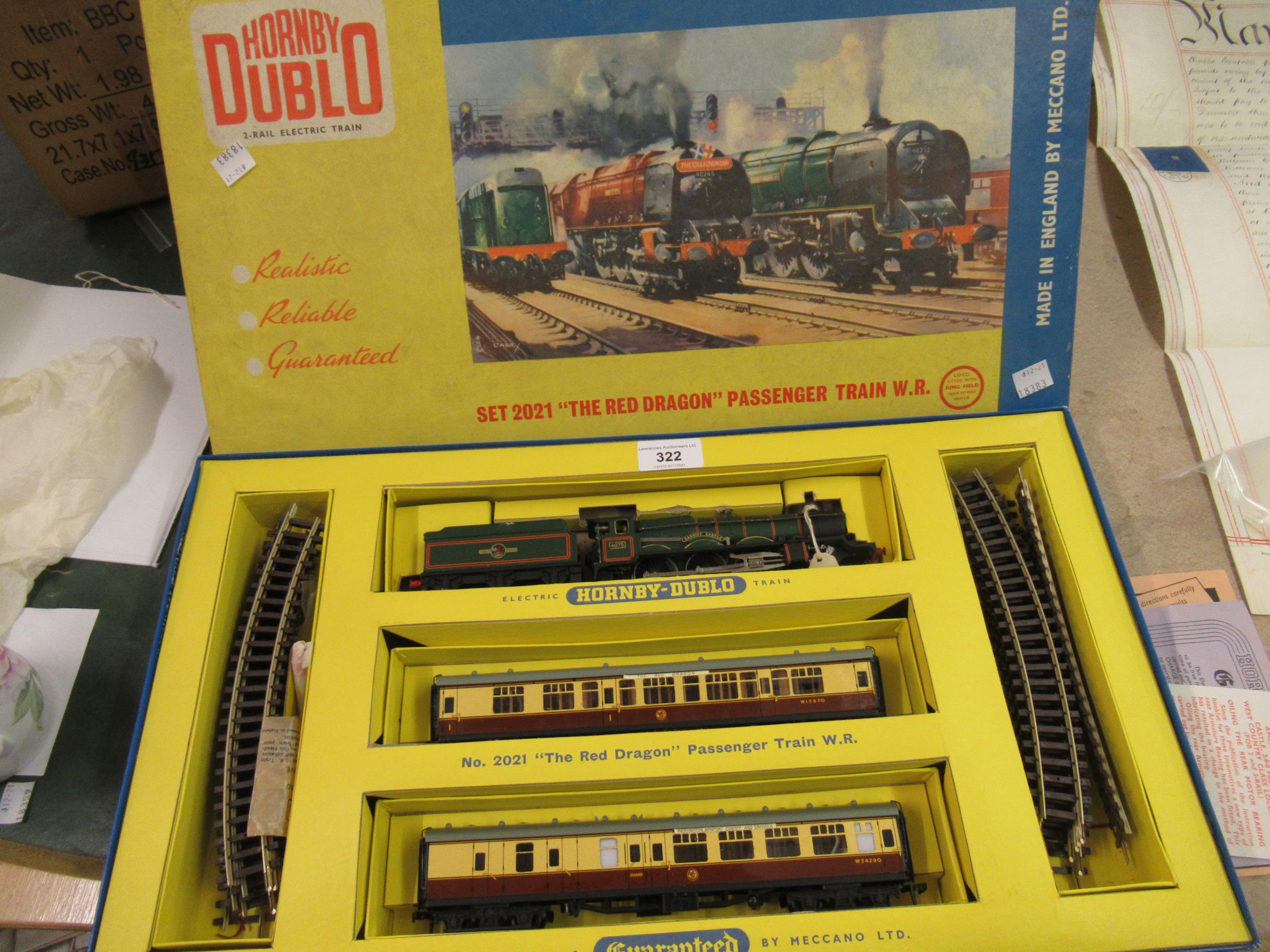 Hornby Dublo two rail electric train set, No. 2021, the Red Dragon passenger train