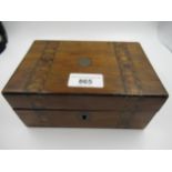 Small inlaid jewellery box, containing a quantity of various jewellery and a silver fob watch