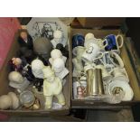 Three boxes containing a large quantity of Churchill related memorabilia, mainly in ceramics