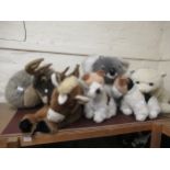 Large quantity of modern soft toys including a polar bear, koala bear, pony etc.