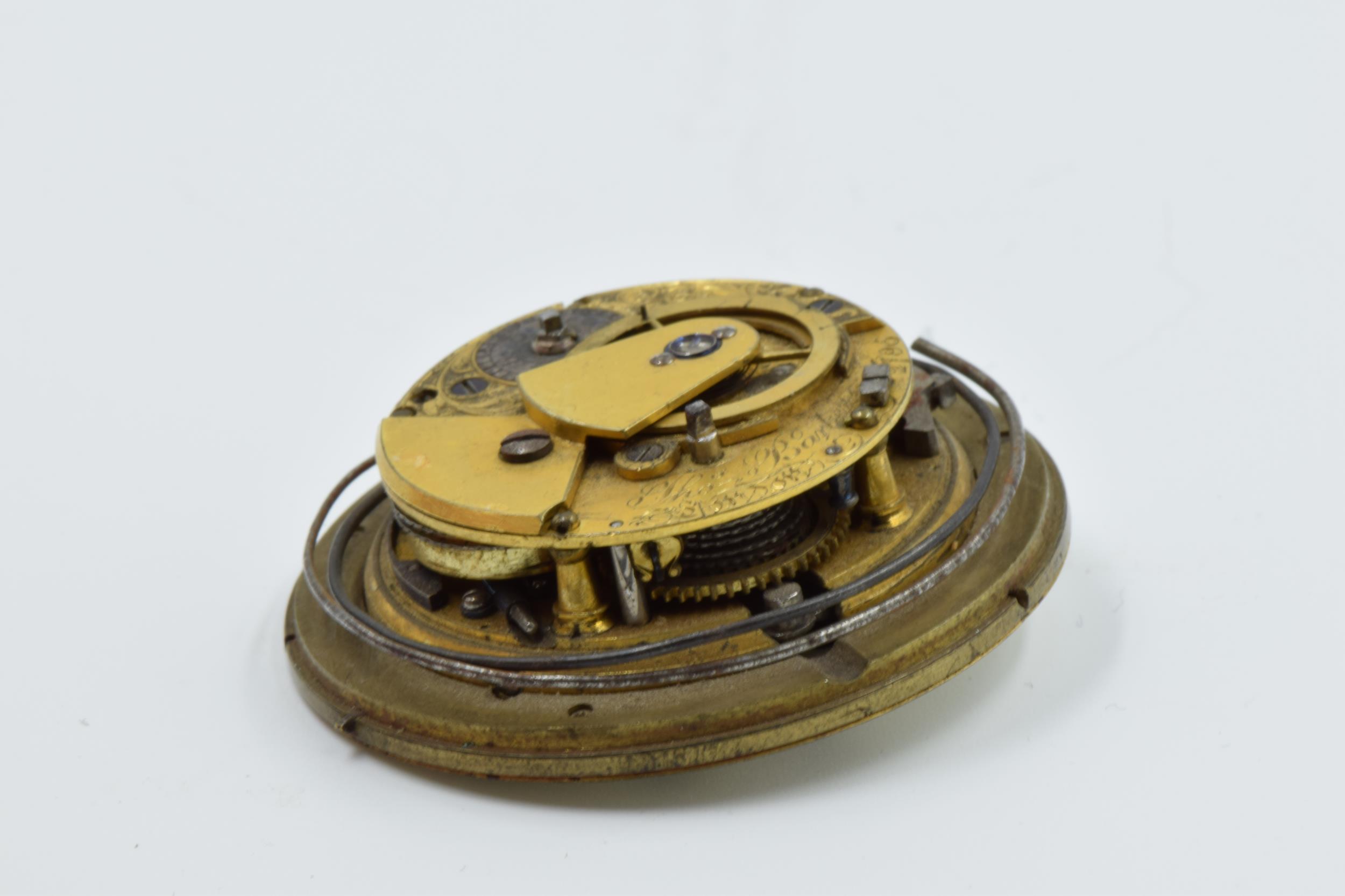 18th Century English chiming pocket watch movement by Thomas Barber, London, with 43mm enamel dial - Image 6 of 7