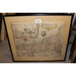 Willem Kip, (circa 1600), engraved map of Cornwall, 13ins x 16ins