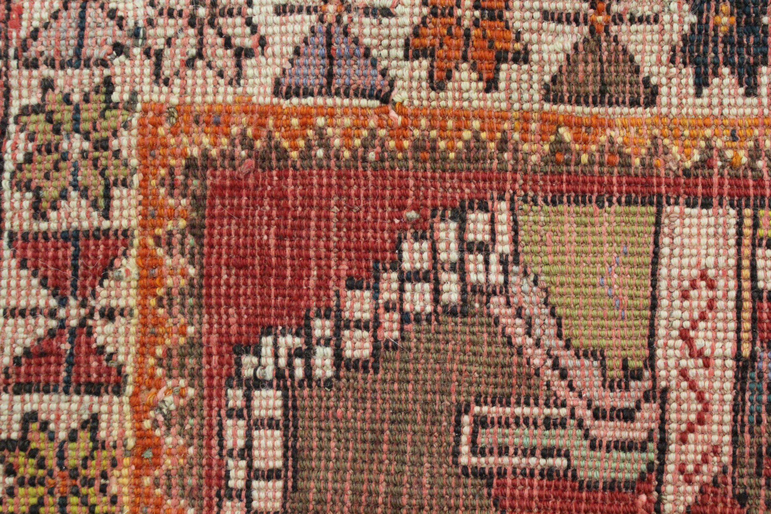 Kurdish rug with a triple pole medallion design on rose ground, with all over further stylised - Image 4 of 4