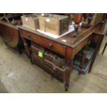 19th Century mahogany wash stand, having galleried top above two drawers, with knob handles on