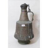 Large Middle Eastern copper water carrier with cover, 21ins high