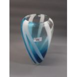 Large mid 20th Century Art glass vase, with spiral twist decoration on a light blue ground, 14.