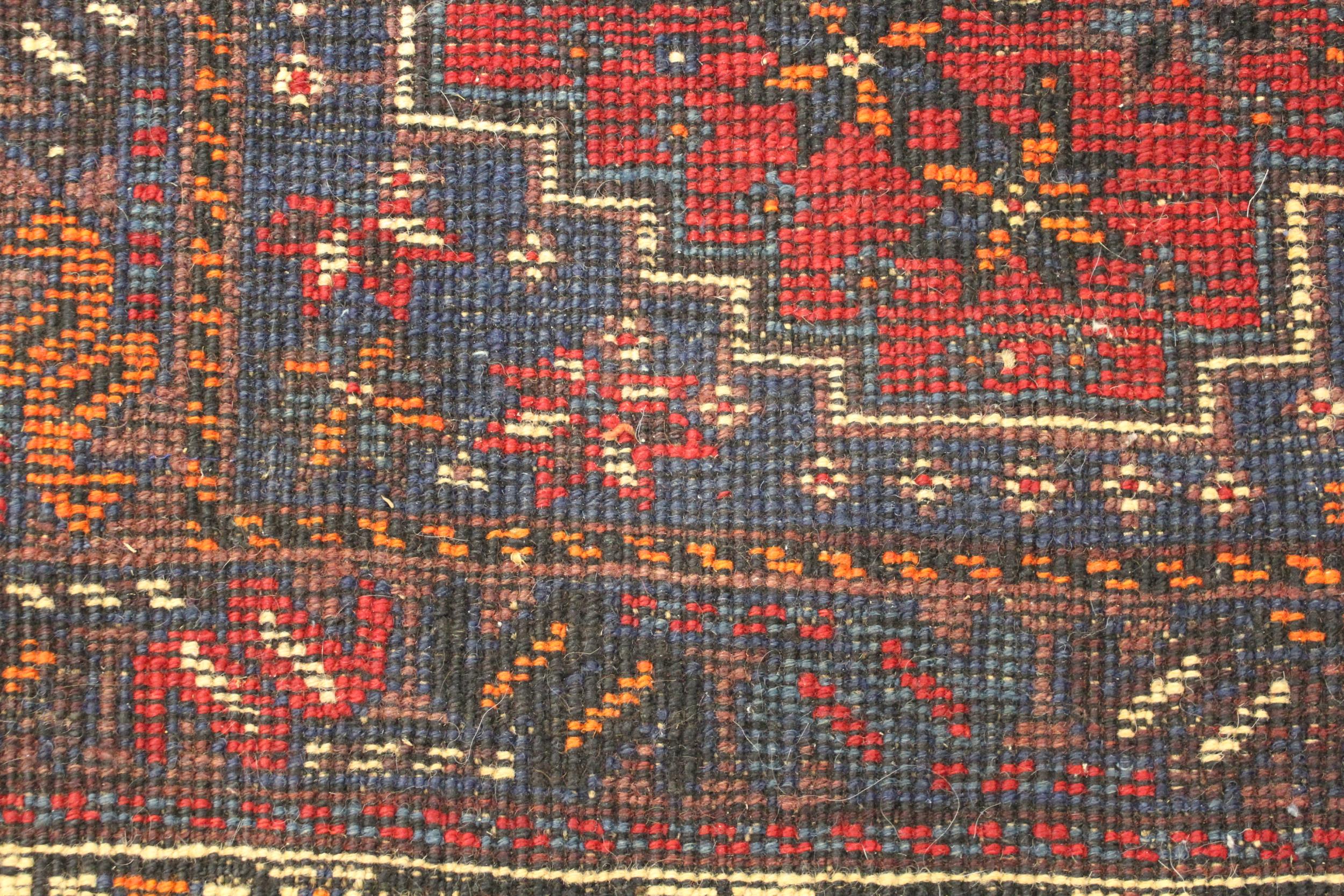 Small Shiraz carpet with a triple pole medallion design on a red ground with borders, 10ft - Image 4 of 4