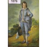 After Thomas Gainsborough, small watercolour portrait ' The Blue Boy ', 6.5ins x 4.25ins, housed