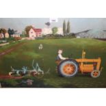 20th Century coloured print (Baynard for Schoolprints Ltd), by Kenneth Rowntree, titled ' Tractor in