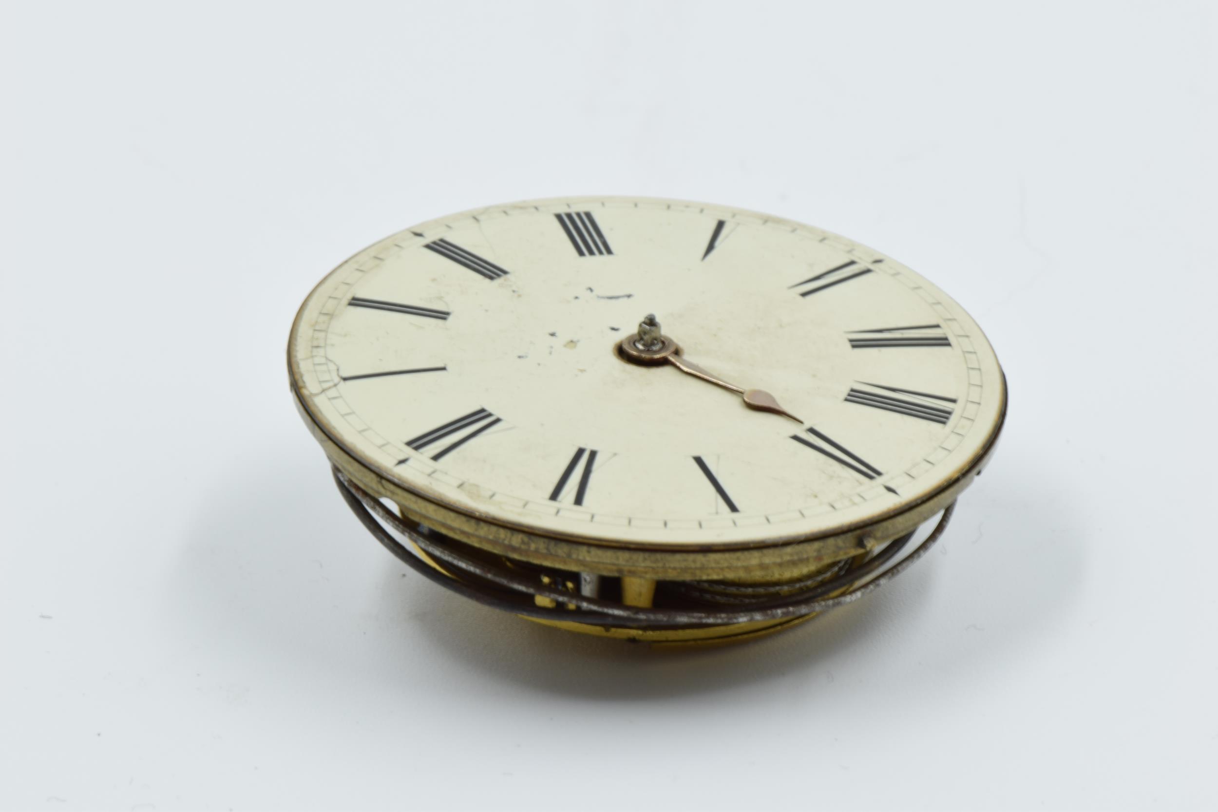 18th Century English chiming pocket watch movement by Thomas Barber, London, with 43mm enamel dial - Image 5 of 7