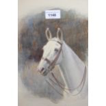Pair of framed watercolours, portraits of horses, both monogrammed and inscribed, 14.5ins 10ins