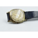 J.W. Benson, gentleman's gold plated stainless steel wristwatch with centre seconds, gilded batons