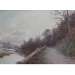 JOHN WHITE (1851-1933) THE RIVERSIDE TRACK Signed, watercolour and bodycolour 25 x 35cm. ++ Slight