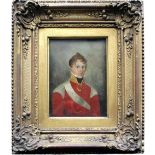 ENGLISH SCHOOL, Circa 1820 PORTRAIT OF LIEUTENANT KIRK Quarter length, wearing a red tunic and the