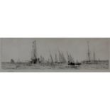 WILLIAM LIONEL WYLLIE, RA (1851-1931) COWES, WITH THE ROYAL YACHT `VICTORIA AND ALBERT` Etching with