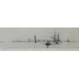 WILLIAM LIONEL WYLLIE, RA (1851-1931) PORTSMOUTH (?) Etching with drypoint, signed in pencil 8.5 x