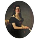 JOSEPH TONNEAU (1831-1891) PORTRAIT OF A LADY Half length wearing a black dress with lace