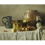 FOLLOWER OF AUGUSTIN THEODULE RIBOT (1823-1891) A KITCHEN STILL LIFE Oil on canvas, maple veneered