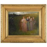 GEORGE HENRY BOUGHTON, RA (1833-1905) MAIDENS PLAYING MUSIC Oil on canvas 49.5 x 64.5cm. *