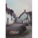 JOHN WHITE (1851-1933) DUCKLINGS, NEWTON ST. CYRES Signed, watecolour and bodycolour 36 x 25.5cm. ++