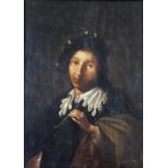 MANNER OF RICHARD BRAKENBURGH (1650-1702) MAN WITH A CLAY PIPE Oil on panel 36.5 x 26cm. ++ The