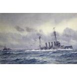 ALMA CLAUDE BURLTON CULL (1880-1931) THE SINKING OF HMS WARRIOR AFTER JUTLAND Signed and dated 1916,
