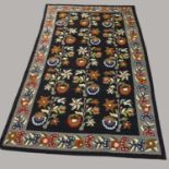 EUROPEAN FLAT WEAVE RUG, probably Thrace, 20th Century. The charcoal field with a one way design