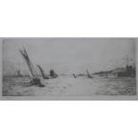 WILLIAM LIONEL WYLLIE, RA (1851-1931) BLOCKHOUSE, PORTSMOUTH HARBOUR Etching with drypoint, signed