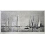 WILLIAM LIONEL WYLLIE, RA (1851-1931) J-CLASS YACHTS BECALMED OFF COWES, ISLE OF WIGHT Etching