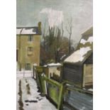 •CHARLES MAHONEY, RA (1903-1968) VIEW OF ST. MARY'S LANE FROM OAK COTTAGE Oil and pencil on board