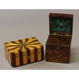 A NINETEENTH CENTURY FRENCH JEWELLERY OR STATIONERY BOX AND ANOTHER, The French box with radiating