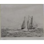 WILLIAM LIONEL WYLLIE, RA (1851-1931) Q-BOAT `MEROPE` SINKING A GERMAN SUBMARINE Etching, signed