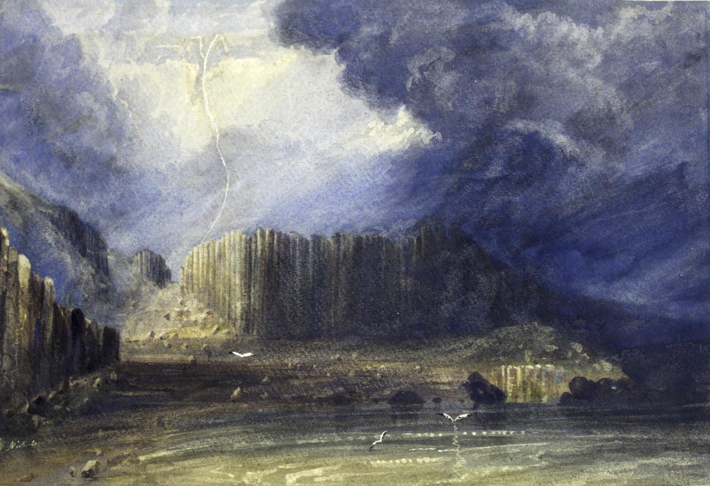 ANDREW NICHOLL, RHA (1804-1886) EAST VIEW OF THE GIANT'S CAUSEWAY Signed, inscribed with (or bears