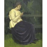 DERWENT LEES (1884-1931) LYNDRA IN A WHITE SMOCK Oil on panel 40 x 32cm. Provenance: London, The