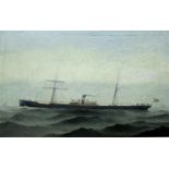 W** KNESTON (Fl.c.1900) THE SCREW STEAMER `ABEONA` Signed, oil on canvas 43 x 68cm.