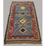 KASHGAI KILIM, South West Iran, circa 1930. The blue grey field with a column of diamond