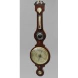 A LATE GEORGE III WHEEL BAROMETER BY MARTINELLI, BRIGHTON, The mahogany frame with ebony and