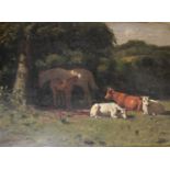 C** LUTYENS (Fl.c.1900) CATTLE AND HORSES IN A FIELD Signed, oil on canvas 45 x 60cm. ++