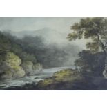 FRANZ JOSEPH MANSKIRCH (1770-1827) A RIVER VIEW, POSSIBLY ON THE WYE, WITH TWO FIGURES Watercolour