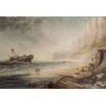 HENRY BARLOW CARTER (1804-1868) FLAMBOROUGH CLIFFS Watercolour with scratching out 30 x 44.5cm. ++
