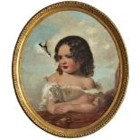 CIRCLE OF MARGARET SARAH CARPENTER (1793-1872) PORTRAIT OF A GIRL Oil on canvas, oval 60 x 49.